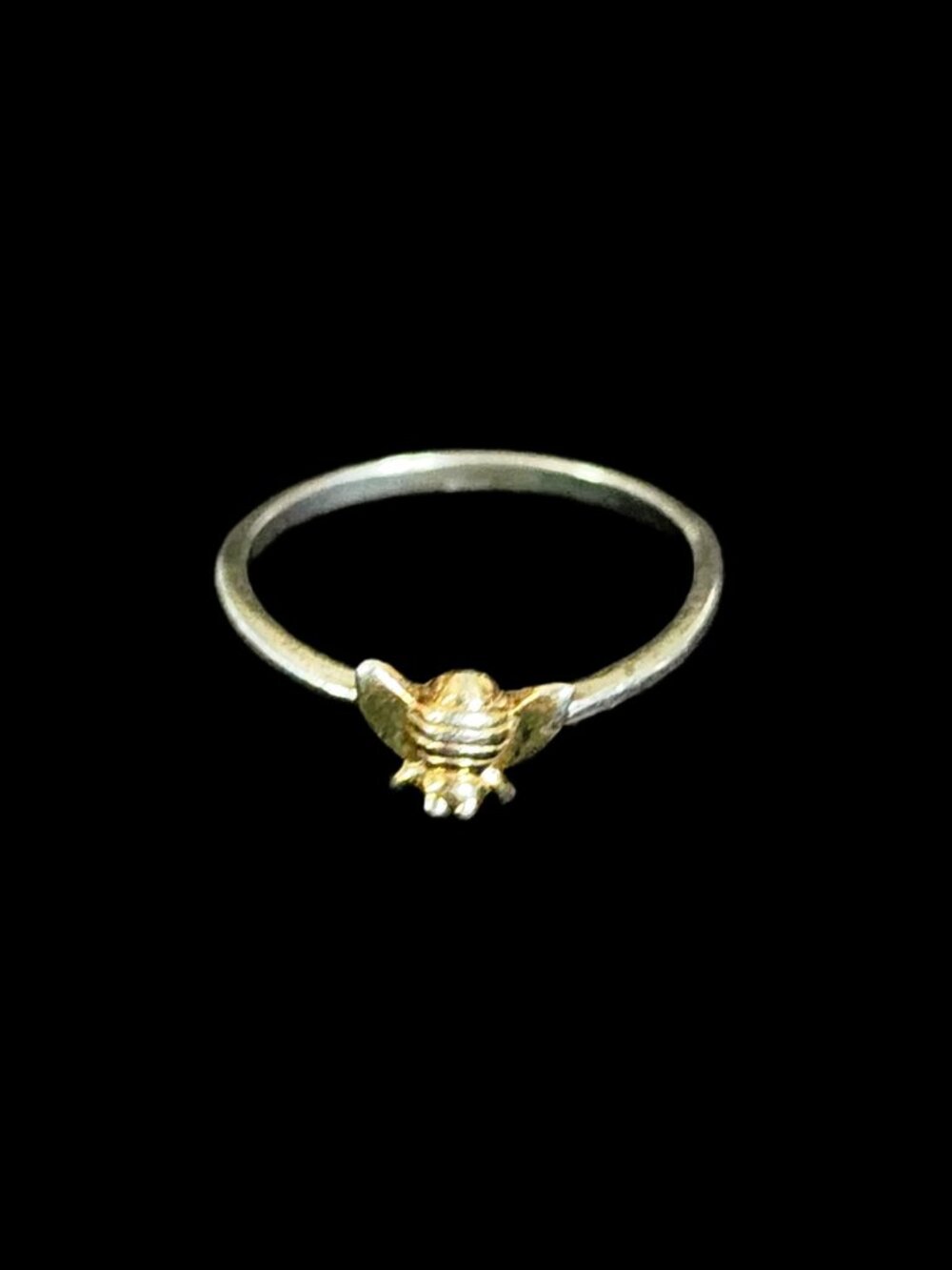 Vintage Y2K Dainty Sterling Silver 925 Two-Tone Honeybee Stacking Ring - Size 7